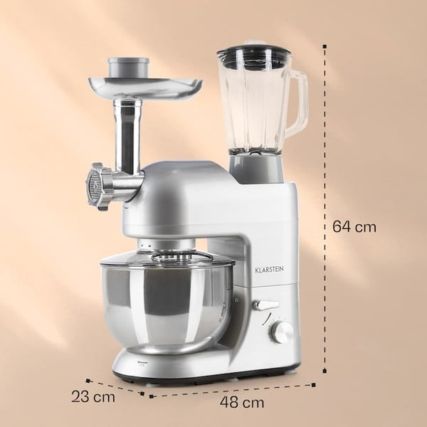 Šedý multifunkční kuchyňský robot Klarstein Lucia Argentea-image-2