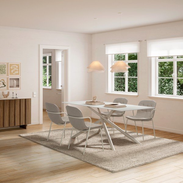 Béžová čalouněná jídelní židle s područkami Angie – Marckeric-image-1