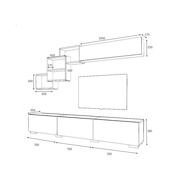 Bílý TV stolek 210x40 cm Fly – Gauge Concept-image-3