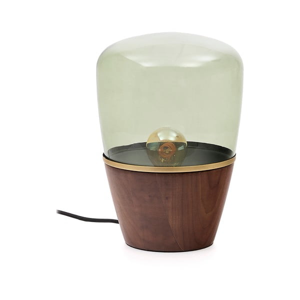 Zelená/v tmavě přírodní barvě stolní lampa se skleněným stínidlem (výška 30 cm) Silex – Kave Home