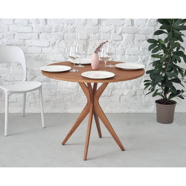 Kulatý jídelní stůl s deskou v dekoru jasanového dřeva ø 70 cm Jubi – Ragaba-image-1