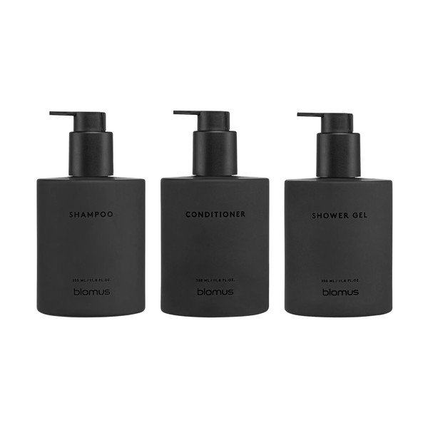 Černé nástěnné skleněné dávkovače mýdla v sadě 3 ks 350 ml Kirei – Blomus-image-3