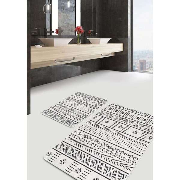 Černobílé koupelnové předložky v sadě 2 ks 60x100 cm – Mila Home-image-3
