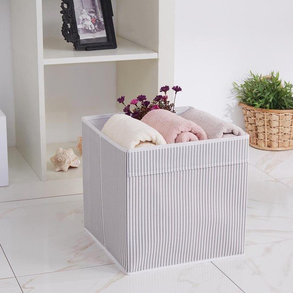 Šedý látkový úložný box 30x30x30 cm – Mioli Decor-image-1