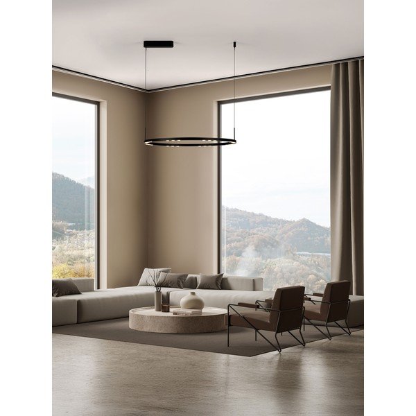 Matně černé hliníkové LED stmívatelné závěsné svítidlo ø 80 cm Lunette – Nova Luce-image-1