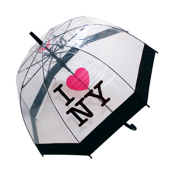 Transparentní větruodolný holový deštník Ambiance Birdcage I Love NY, ⌀ 79 cm