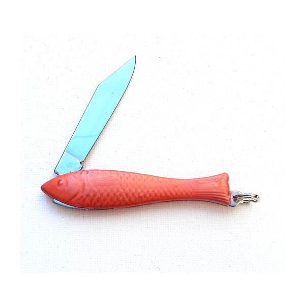 Oranžový český nožík rybička s kroužkem v designu od Alexandry Dětinské