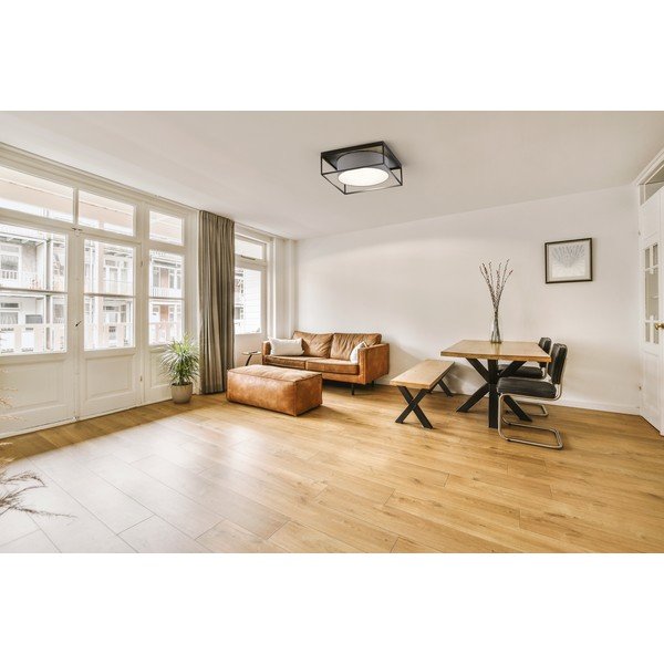 Černo-šedé stropní svítidlo s textilním stínidlem 60x60 cm Carre – Fischer & Honsel-image-1