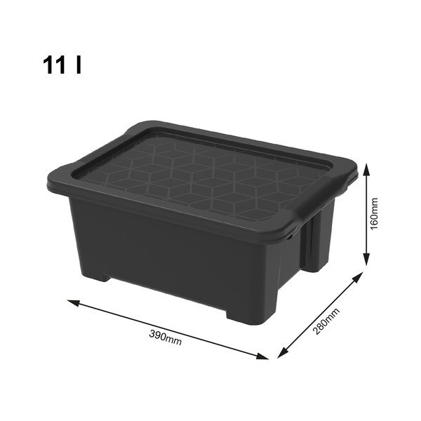 Leskle černý plastový úložný box s víkem Evo Easy - Rotho-image-1