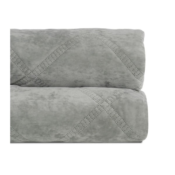 Šedozelený sametový prošívaný přehoz 230x260 cm – Ixia