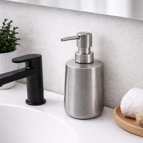 Dávkovač mýdla z nerezové oceli v matně stříbrné barvě 450 ml – Orion-image-1