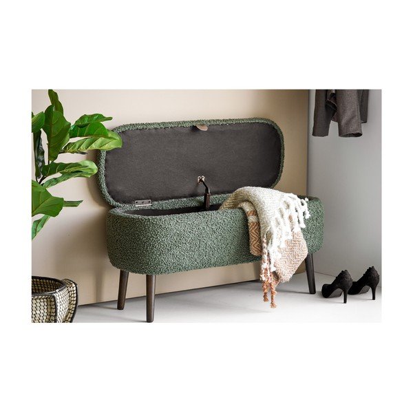 Zelená lavice z textilie bouclé Harlow – House Nordic-image-3