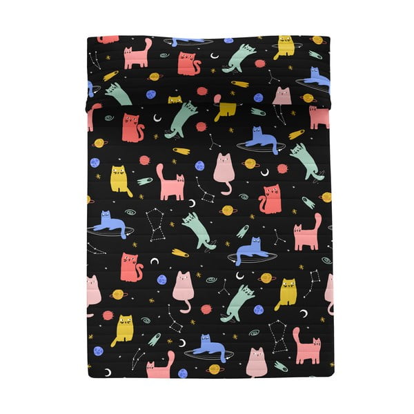 Černý prošívaný přehoz 270x260 cm Cosmic cats – Aware-image-2
