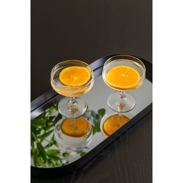 Černý tác se zrcadlem PT LIVING Oval, šířka 18 cm-image-1