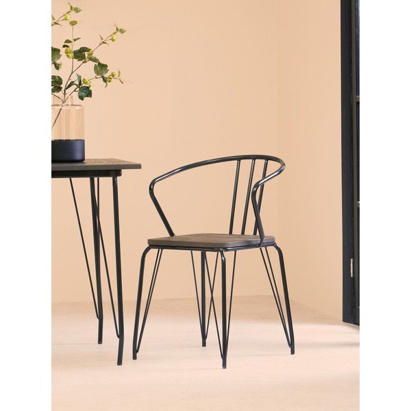 Černá/v přírodní barvě jídelní židle z jilmového dřeva District – Premier Housewares-image-1