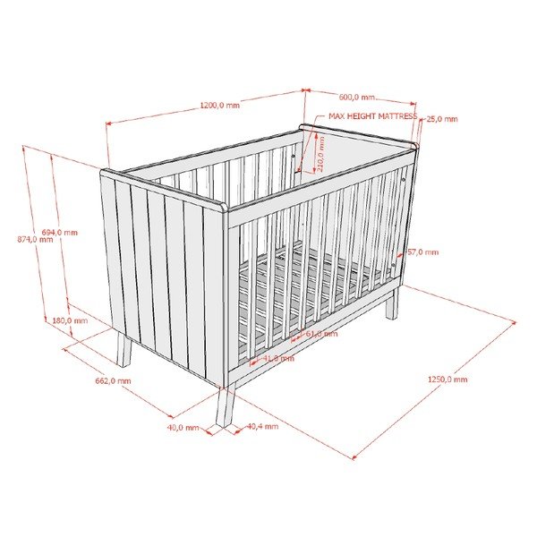 Béžová postýlka z borovicového dřeva s nastavitelnou výškou 60x120 cm Sezane – Vipack-image-3