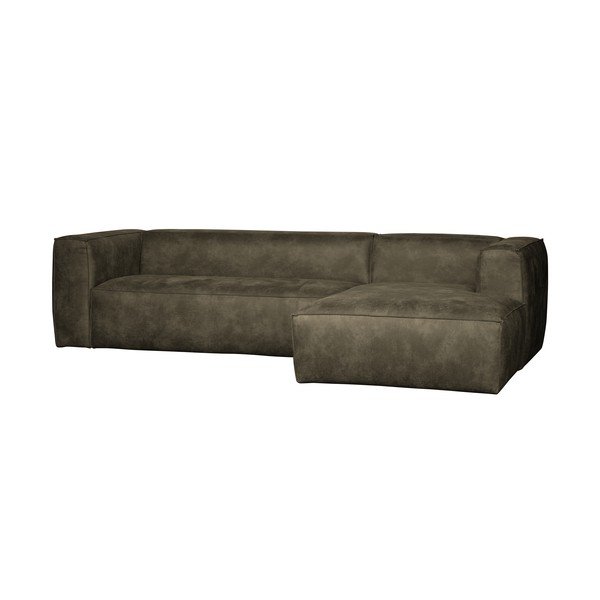 Zelená rohová pohovka z recyklované kůže WOOOD Bean, pravý roh-image-1
