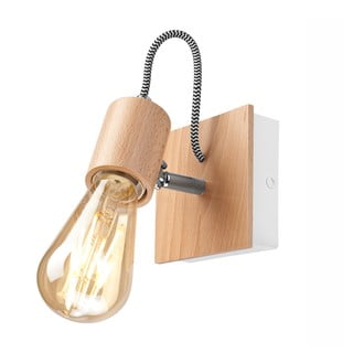Dřevěná nástěnná lampa s bílým detailem LAMKUR Gustavo