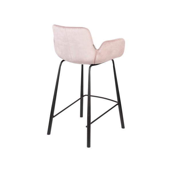 Světle růžové sametové barové židle v sadě 2 ks 91,5 cm Brit – Zuiver-image-4