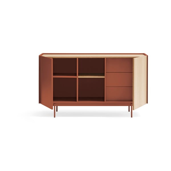 Nízká komoda v dekoru dubu v cihlovo-přírodní barvě 130x78 cm Otto – Teulat-image-2