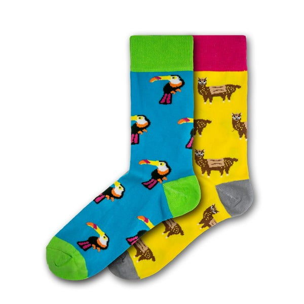 Sada 2 párů barevných ponožek Funky Steps Animal Friends, velikost 41 - 45