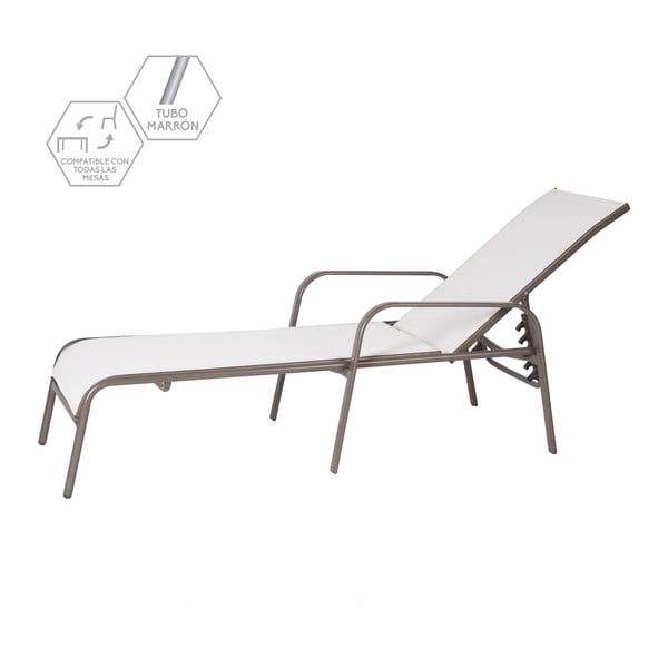 Bílé kovové zahradní lehátko – LDK Garden-image-1