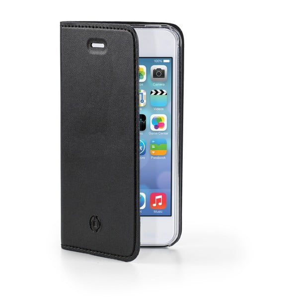 Černé ultra tenké peněženkové pouzdro Celly Air pro iPhone 5