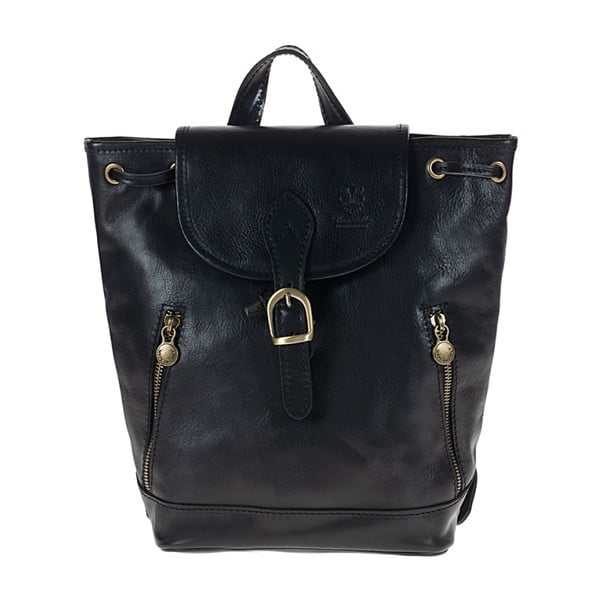 Černý kožený batoh Giulia Bags Ronda