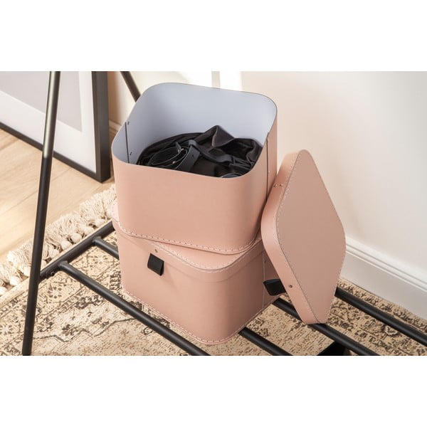 Růžové kartonové úložné boxy v sadě 2 ks s víkem 28,5x28,5x19,5 cm Ludvig Paper Laminate – Bigso-image-2