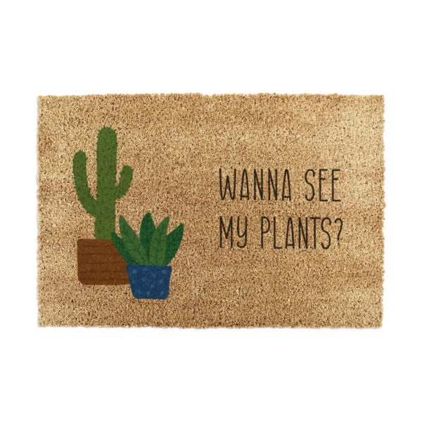 Rohožka z kokosového vlákna 60x90 cm Wanna See My Plants – Artsy Doormats