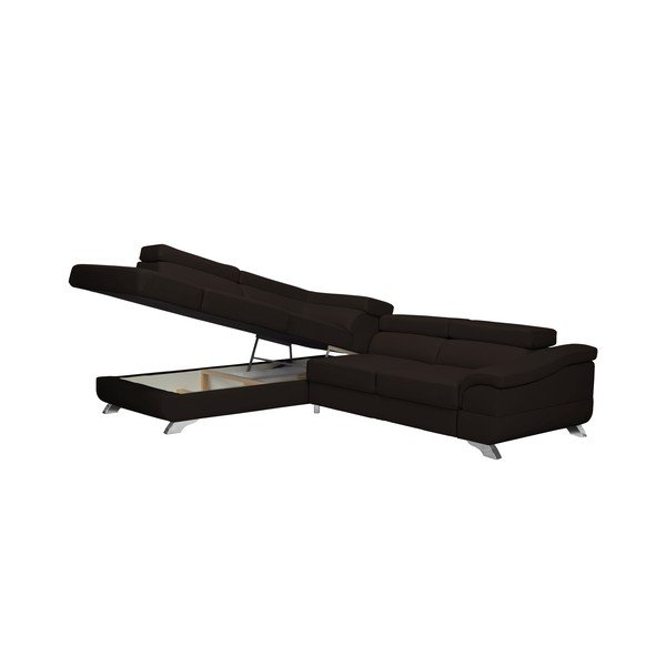 Tmavě hnědá rozkládací rohová pohovka Windsor & Co Sofas Gamma, levý roh-image-4
