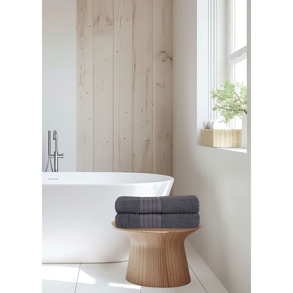 Antracitové froté bavlněné osušky v sadě 2 ks 70x140 cm – Good Morning-image-4