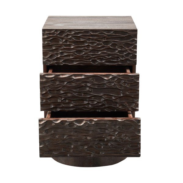 Tmavě hnědý noční stolek z mangového dřeva Crumble – WOOOD-image-2