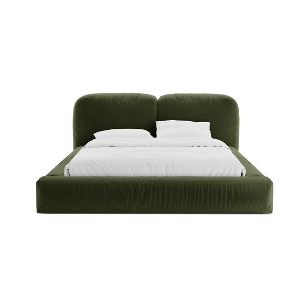 Zelená čalouněná dvoulůžková postel s úložným prostorem s roštem 160x200 cm Martina – Micadoni -image-4