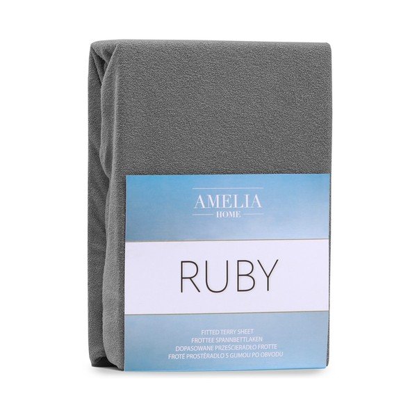 Tmavě šedé napínací froté prostěradlo 220x200 cm Ruby – AmeliaHome-image-2