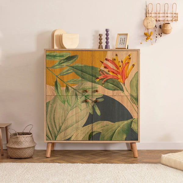 Skříňka v dekoru dubu v přírodní barvě 95x111 cm Multilux – Kalune Design-image-1