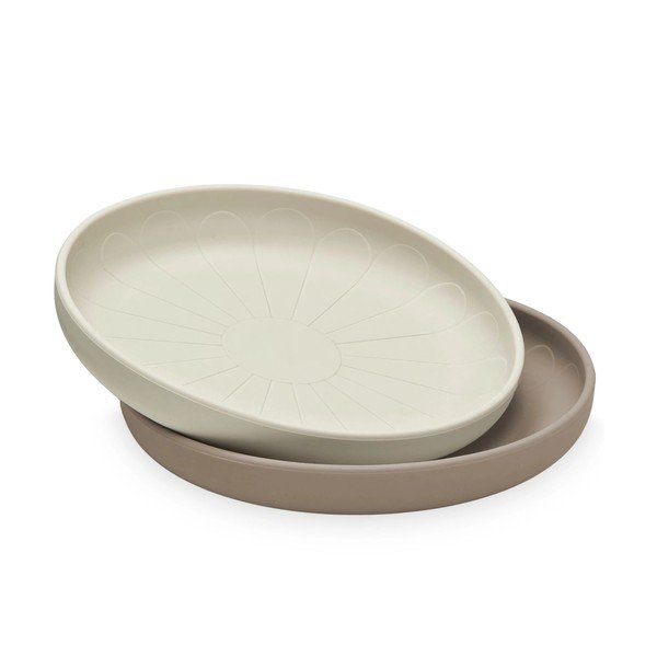 Béžové silikonové dětské talíře v sadě 2 ks ø 18,5 cm Earth – Cam Cam Copenhagen