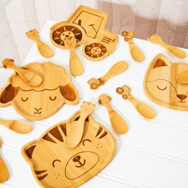 Sada 3 dětských bambusových lžiček Sass & Belle Farmyard Friends Tractor-image-1