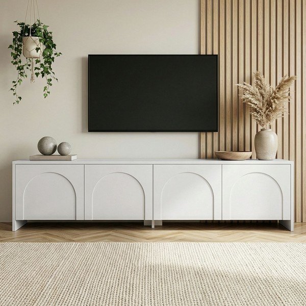 Bílý TV stolek 180x45x32 cm Aurelia – Kalune Design-image-2