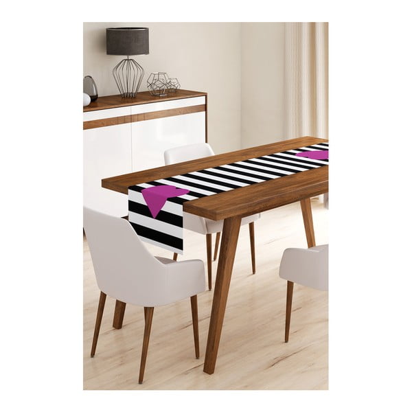Běhoun na stůl z mikrovlákna Minimalist Cushion Covers Stripes with Purple Heart, 45 x 145 cm