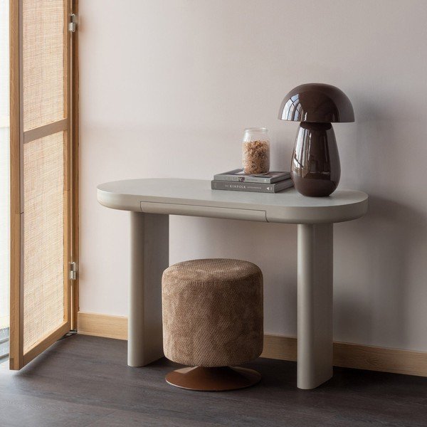 Světle hnědý taburet z textilie bouclé Islen – WOOOD-image-1