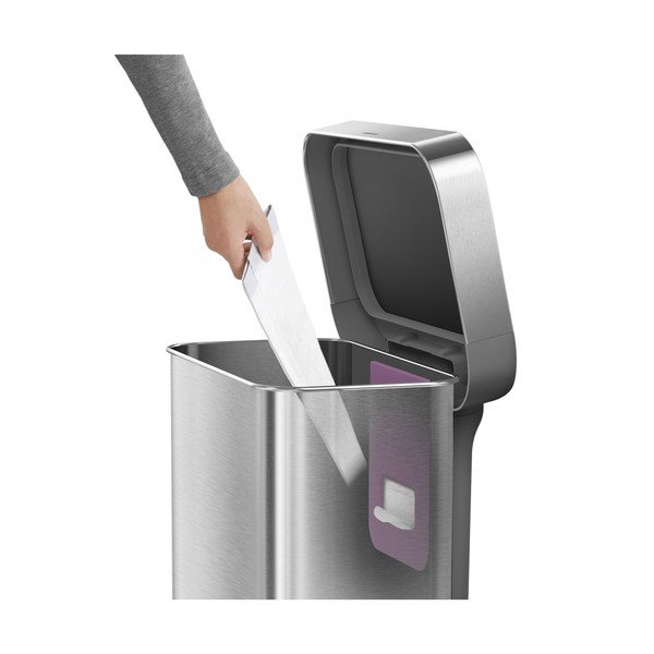 Nášlapný ocelový odpadkový koš ve stříbrné barvě 45 l – simplehuman-image-4