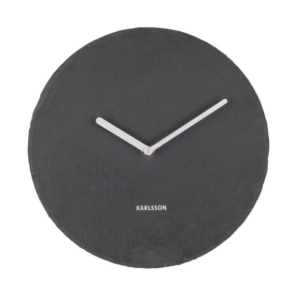 Černé nástěnné břidlicové hodiny Karlsson Slate, ⌀ 25 cm