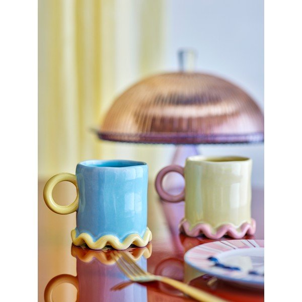 Světle žluté/ světle modré keramické hrnky v sadě 2 ks 350 ml Polly – Bloomingville-image-1