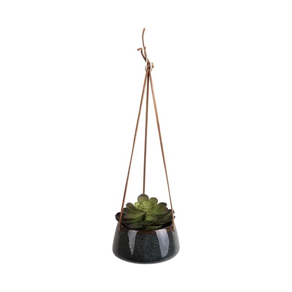 Tmavě zelený keramický závěsný květináč PT LIVING Unique, ø 20,5 cm-image-2
