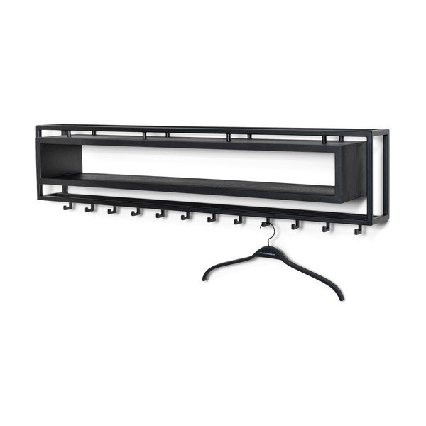 Černý kovový nástěnný věšák s poličkou 118 cm School – Spinder Design-image-2