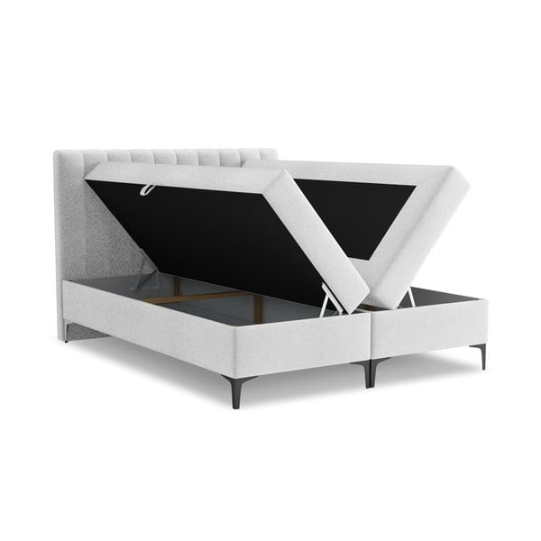 Boxspring postel s úložným prostorem 180x200 cm ve stříbrné barvě Puhala – Makamii-image-1