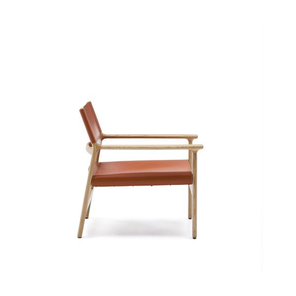 Koňakově hnědé kožené křeslo Jan – Kave Home-image-3