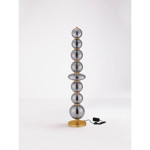 Šedá kovová LED stmívatelná stojací lampa se skleněným stínidlem (výška 140 cm) Navi – Nova Luce-image-4