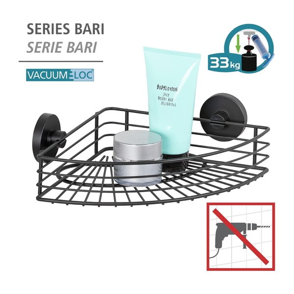 Černá rohová polička do koupelny Wenko Vacuum-Loc® Bari-image-4